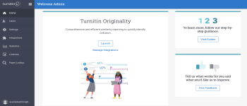 A screenshot showing the Turnitin Integrity, accessible via your instituion's unique url